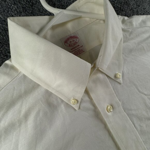 Brooks Brothers Men Non Iron Button Up Shirt Long Sleeve Ivory Madison 16 33 - Picture 8 of 15